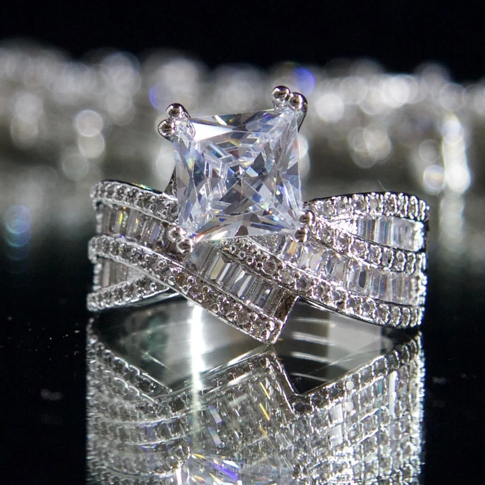 Jenna Jameson Silver Princess Cut Ring - Picture 3 of 7